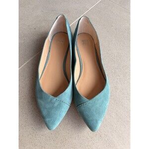 Joe’s Jeans Teal Blue Suede Pointed Toe Flats Size 8.5 Slip On Slides